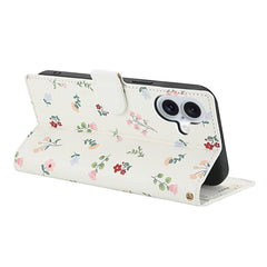 For iPhone 16 Wallet Case Rhombic Floral Design Leather Flip Phone Cover with Strap