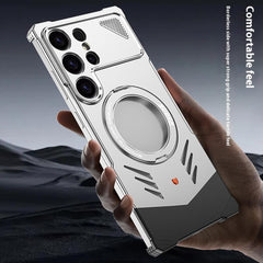 DYONG For Samsung Galaxy S25 Ultra Metal Case Frameless Hollow Heat Dissipation Phone Cover with Kickstand
