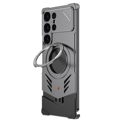 DYONG For Samsung Galaxy S25 Ultra Metal Case Frameless Hollow Heat Dissipation Phone Cover with Kickstand
