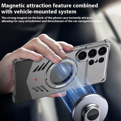 DYONG For Samsung Galaxy S25 Ultra Metal Case Frameless Hollow Heat Dissipation Phone Cover with Kickstand