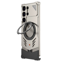 DYONG For Samsung Galaxy S25 Ultra Metal Case Frameless Hollow Heat Dissipation Phone Cover with Kickstand