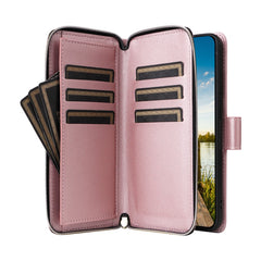 For Samsung Galaxy A17 5G / A26 5G Case 9 Card Slots Zipper Pocket PU Leather Phone Cover with Wrist Strap