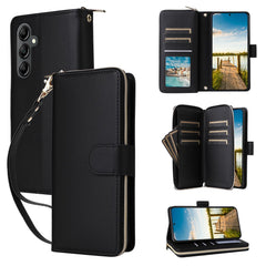For Samsung Galaxy A17 5G / A26 5G Case 9 Card Slots Zipper Pocket PU Leather Phone Cover with Wrist Strap