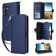 For Samsung Galaxy A17 5G / A26 5G Case 9 Card Slots Zipper Pocket PU Leather Phone Cover with Wrist Strap