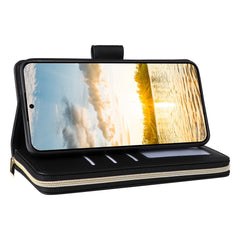 For Samsung Galaxy S25 FE Case 9 Card Slots Zipper Pocket PU Leather Phone Cover with Wrist Strap