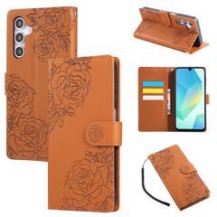 Étui portefeuille en cuir PU pour Samsung Galaxy S25 FE, motif fleur de rose, avec 3 emplacements pour cartes et dragonne 