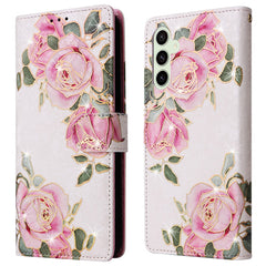 Étui en cuir à motif floral pour Samsung Galaxy S25 FE, avec dragonne et blocage RFID 