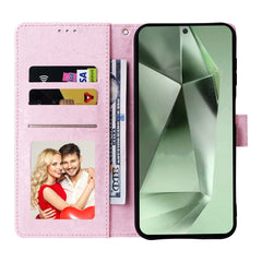 Étui en cuir à motif floral pour Samsung Galaxy S25 FE, avec dragonne et blocage RFID 