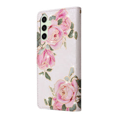 Étui en cuir à motif floral pour Samsung Galaxy S25 FE, avec dragonne et blocage RFID 