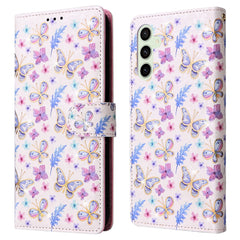 Étui en cuir à motif floral pour Samsung Galaxy S25 FE, avec dragonne et blocage RFID 
