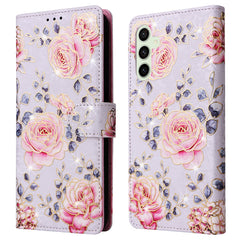 Étui en cuir à motif floral pour Samsung Galaxy S25 FE, avec dragonne et blocage RFID 