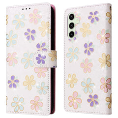Étui en cuir à motif floral pour Samsung Galaxy S25 FE, avec dragonne et blocage RFID 