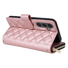 For Samsung Galaxy S25 FE Case Zipper Wallet Rhombus PU Leather Crossbody Phone Cover