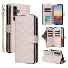 For Samsung Galaxy S25 FE Case Zipper Wallet Rhombus PU Leather Crossbody Phone Cover