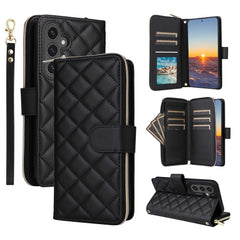 For Samsung Galaxy S25 FE Case Zipper Wallet Rhombus PU Leather Crossbody Phone Cover