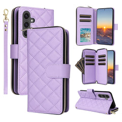 For Samsung Galaxy S25 FE Case Zipper Wallet Rhombus PU Leather Crossbody Phone Cover