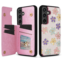 For Samsung Galaxy S25 FE Case Flower Leather TPU RFID Blocking Phone Cover Card Slots
