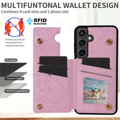 For Samsung Galaxy S25 FE Case Flower Leather TPU RFID Blocking Phone Cover Card Slots
