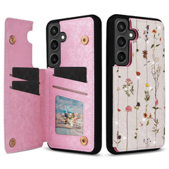 For Samsung Galaxy S25 FE Case Flower Leather TPU RFID Blocking Phone Cover Card Slots