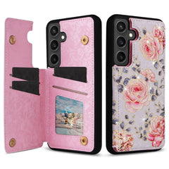 For Samsung Galaxy S25 FE Case Flower Leather TPU RFID Blocking Phone Cover Card Slots