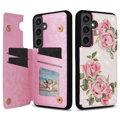 For Samsung Galaxy S25 FE Case Flower Leather TPU RFID Blocking Phone Cover Card Slots