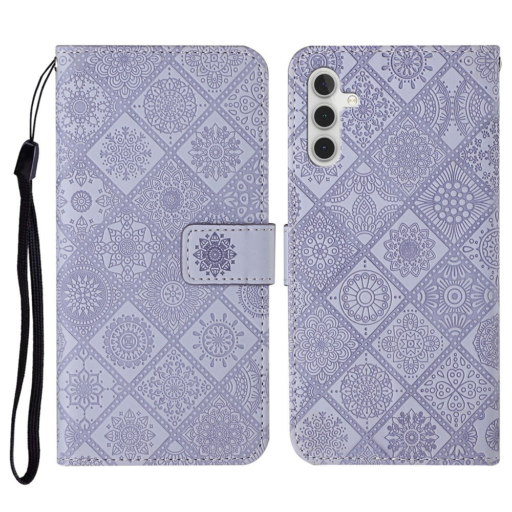Étui portefeuille en cuir avec sangle pour Samsung Galaxy S25 FE, style ethnique 