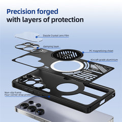 ABEEL For Samsung Galaxy S25 Edge Magnetic Case Aluminium Alloy + PC + TPU Hollow Heat Dissipation Phone Cover