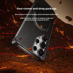 For Samsung Galaxy S24 Ultra Magnetic Case with Kickstand Borderless PU + Metal Drop Proof Phone Back Cover