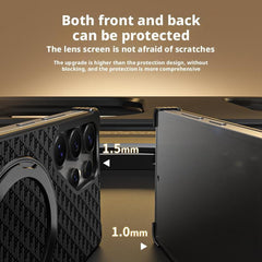 For Samsung Galaxy S25 Ultra Magnetic Case Borderless Textured PU + Metal Kickstand Phone Cover