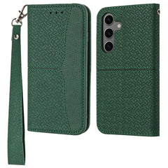 Für Samsung Galaxy S25 FE Hülle Gewebte Textur PU Leder Brieftasche Telefonabdeckung mit Handschlaufe 