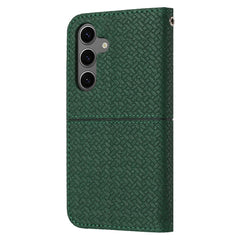 Für Samsung Galaxy S25 FE Hülle Gewebte Textur PU Leder Brieftasche Telefonabdeckung mit Handschlaufe 