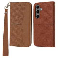 Für Samsung Galaxy S25 FE Hülle Gewebte Textur PU Leder Brieftasche Telefonabdeckung mit Handschlaufe 