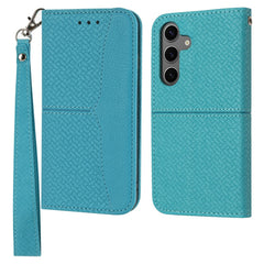 Für Samsung Galaxy S25 FE Hülle Gewebte Textur PU Leder Brieftasche Telefonabdeckung mit Handschlaufe 