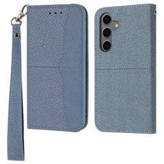 Für Samsung Galaxy S25 FE Hülle Gewebte Textur PU Leder Brieftasche Telefonabdeckung mit Handschlaufe 