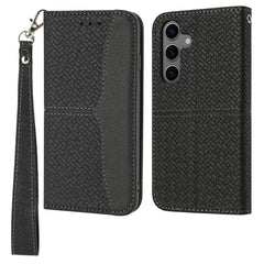 Für Samsung Galaxy S25 FE Hülle Gewebte Textur PU Leder Brieftasche Telefonabdeckung mit Handschlaufe 
