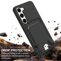For Samsung Galaxy S23 Liquid Silicone Case  Phone Back Cover with Card Holder and Short Strap