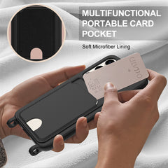 For Samsung Galaxy S23 Liquid Silicone Case  Phone Back Cover with Card Holder and Short Strap