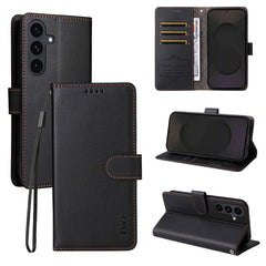 For Samsung Galaxy S24+ / Galaxy S25+ Wallet Case with Strap ENKAY HAT PRINCE RFID Blocking Leather Stand Phone Cover