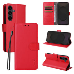 For Samsung Galaxy S24+ / Galaxy S25+ Wallet Case with Strap ENKAY HAT PRINCE RFID Blocking Leather Stand Phone Cover