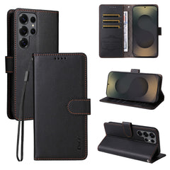 For Samsung Galaxy S25 Ultra Wallet Case with Strap ENKAY HAT PRINCE RFID Blocking Leather Stand Phone Cover