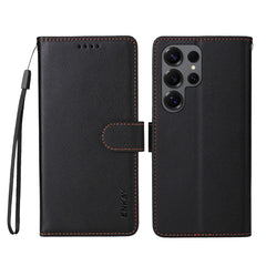 For Samsung Galaxy S25 Ultra Wallet Case with Strap ENKAY HAT PRINCE RFID Blocking Leather Stand Phone Cover