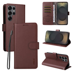For Samsung Galaxy S25 Ultra Wallet Case with Strap ENKAY HAT PRINCE RFID Blocking Leather Stand Phone Cover