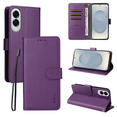 For Samsung Galaxy S25 Edge Wallet Case with Strap ENKAY HAT PRINCE RFID Blocking Leather Stand Phone Cover