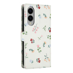 For Samsung Galaxy S25 Edge Wallet Case Rhombic Floral Design Leather Flip Phone Cover with Strap