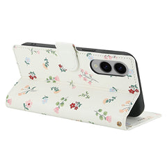 For Samsung Galaxy S25 Edge Wallet Case Rhombic Floral Design Leather Flip Phone Cover with Strap