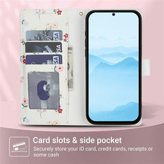 For Samsung Galaxy S25 Edge Wallet Case Rhombic Floral Design Leather Flip Phone Cover with Strap