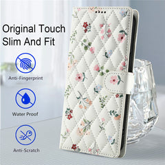 For Samsung Galaxy S25 Edge Wallet Case Rhombic Floral Design Leather Flip Phone Cover with Strap