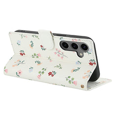 For Samsung Galaxy S25+ / S24+ Wallet Case Rhombic Floral Design Leather Flip Phone Cover with Strap