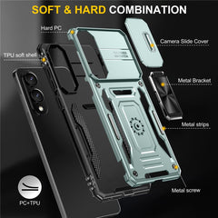 For Samsung Galaxy S25 Edge Case Kickstand Slide Lens Lid PC + TPU Drop