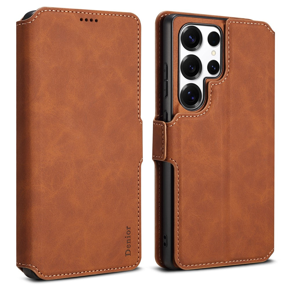 DENIOR B06 For Samsung Galaxy S25 Ultra Case Magnetic Detachable Wallet Stand Leather + TPU Phone Cover